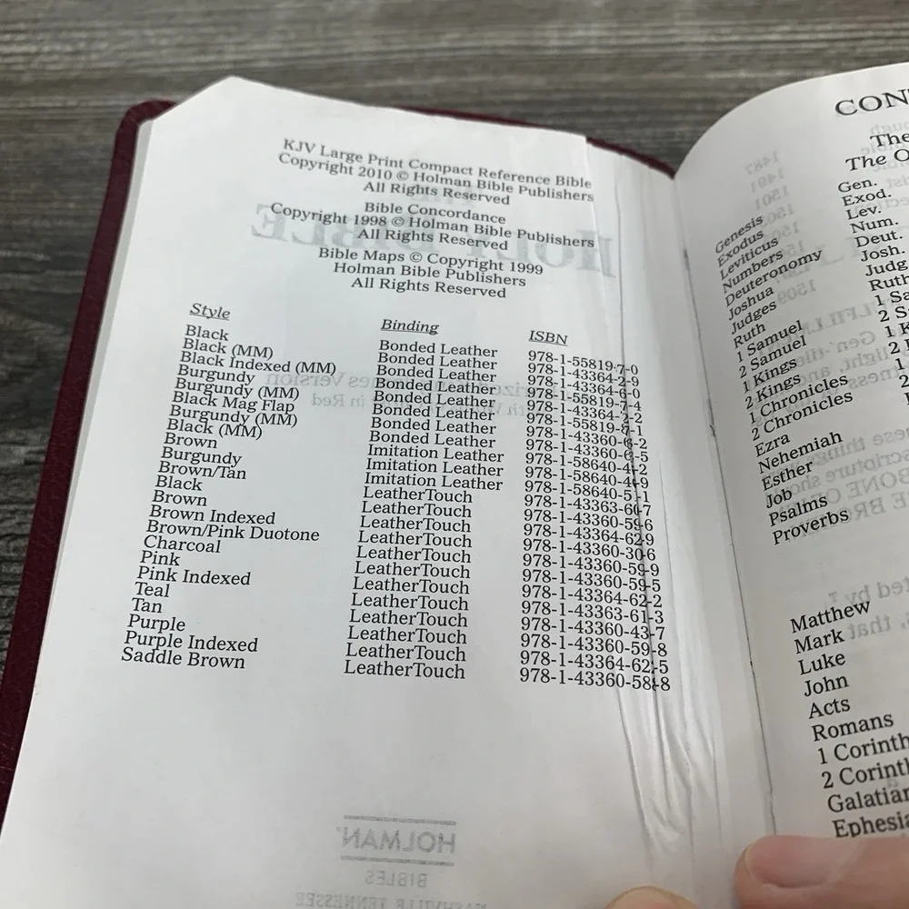 Holman KJV Burgundy Leather Large Print Compact Bible WOC in Red‎ Letter